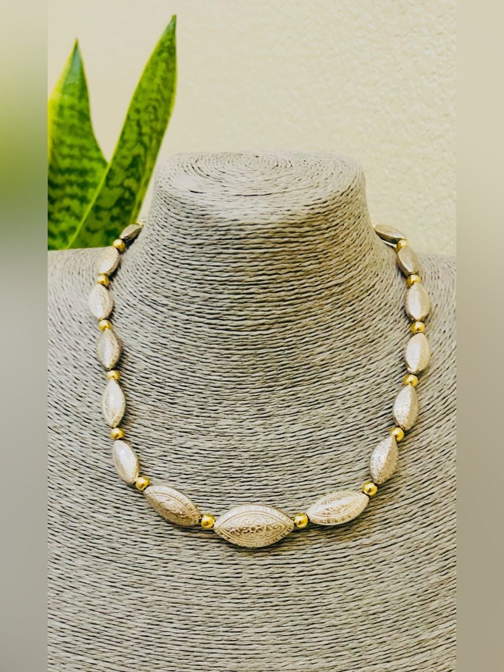 Vtg Givenchy Silver with Gold Beads Choker